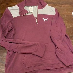 Victoria Secret PINK Maroon Fleece Quarter Zip